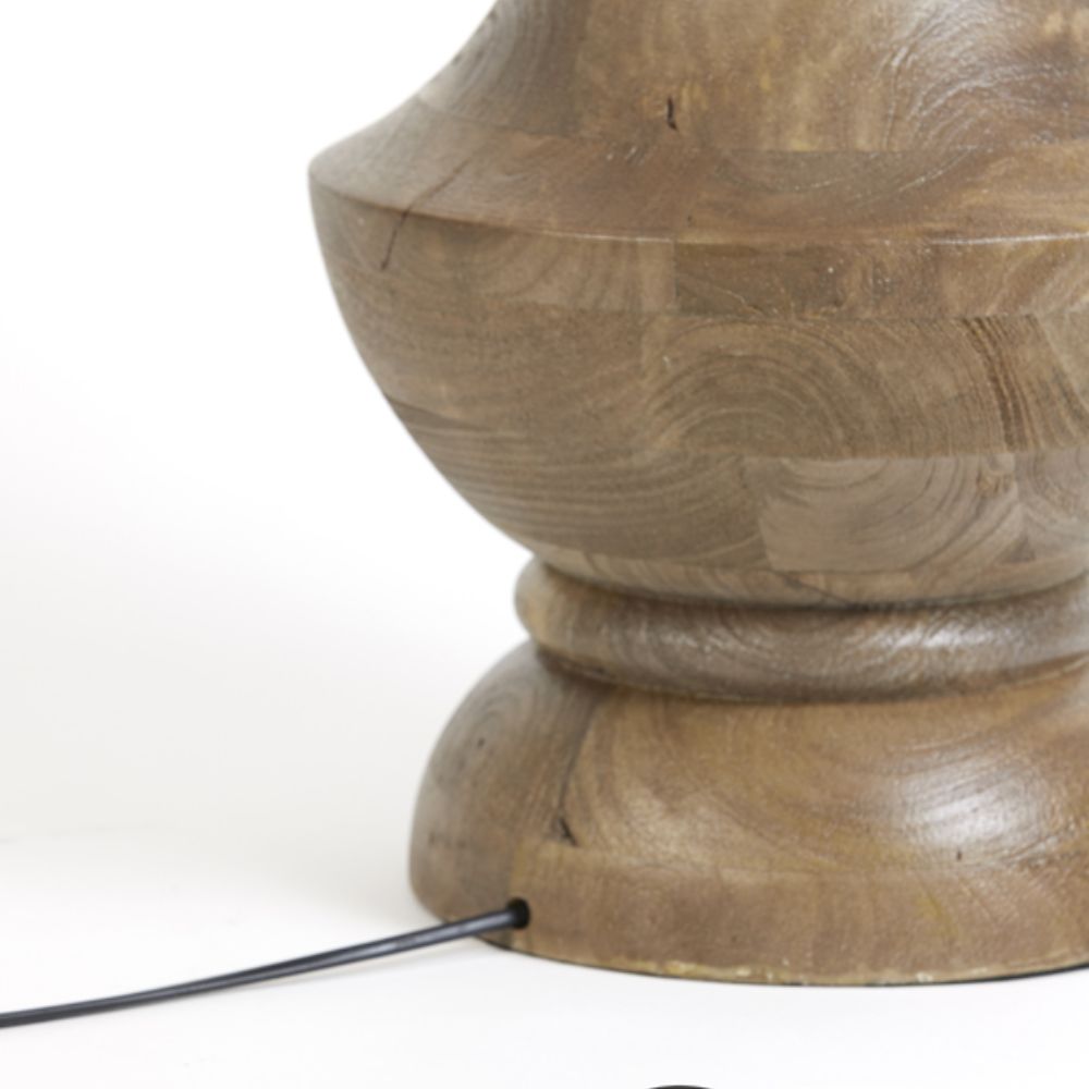 Lampadaire en bois Nicole et abat-jour en lin