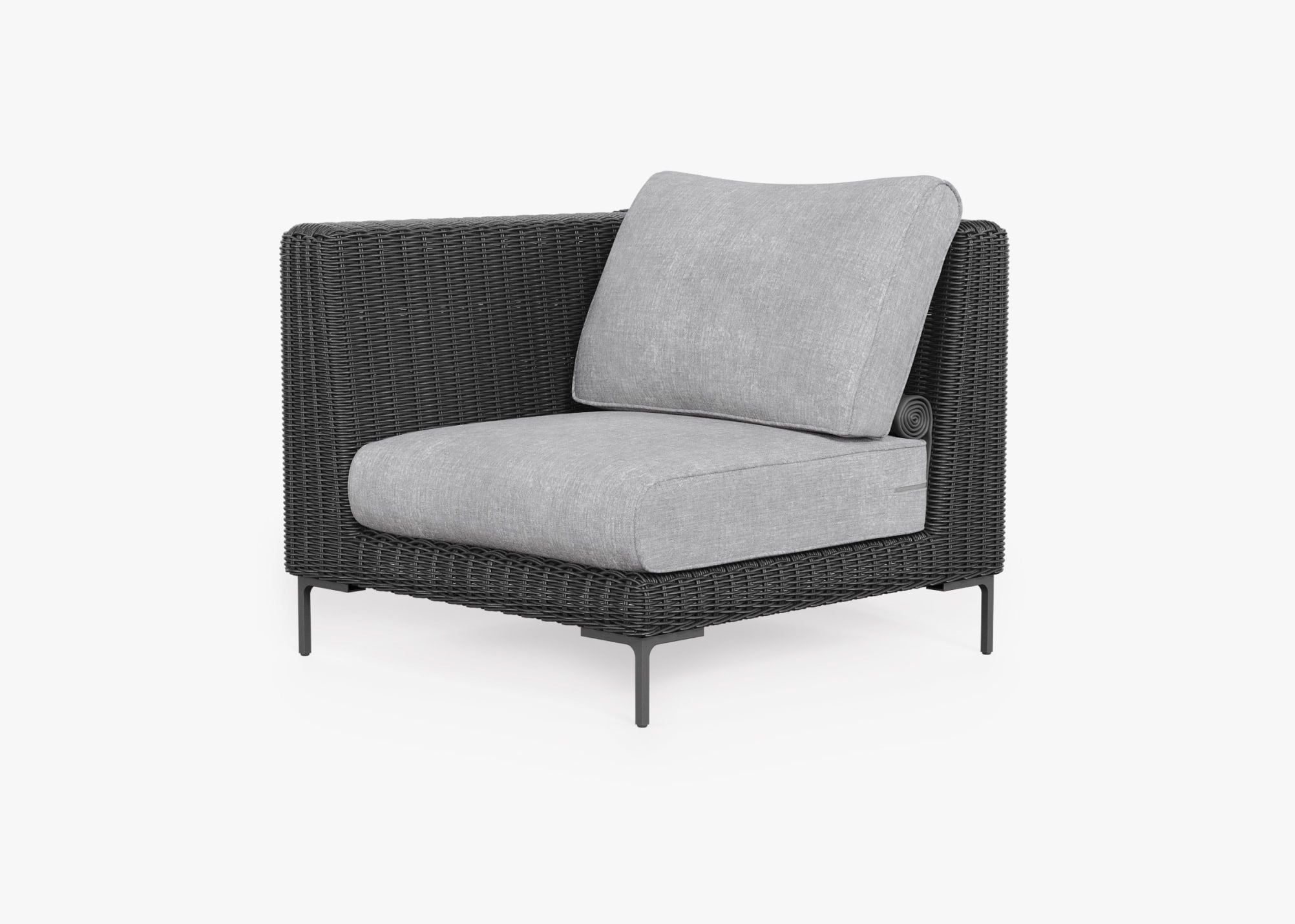 Chaise d'angle d'extérieur en osier noir - Gauche/Droite