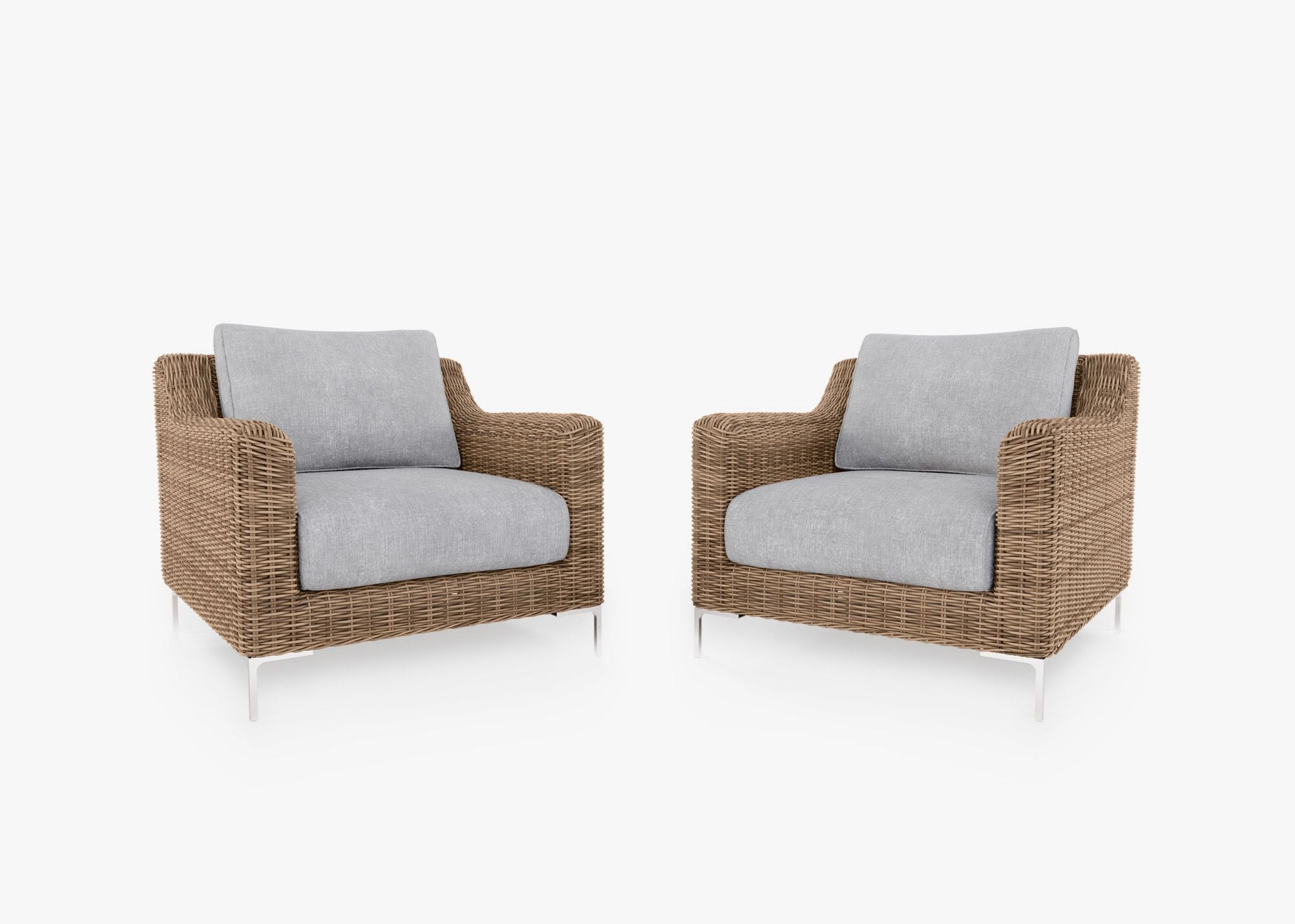Ensemble de conversation avec fauteuils d'extérieur en osier marron