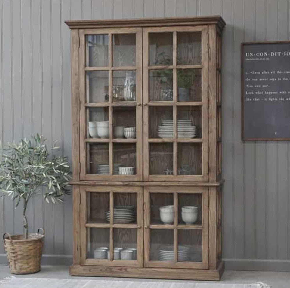 Vitrine à 4 portes en bois recyclé