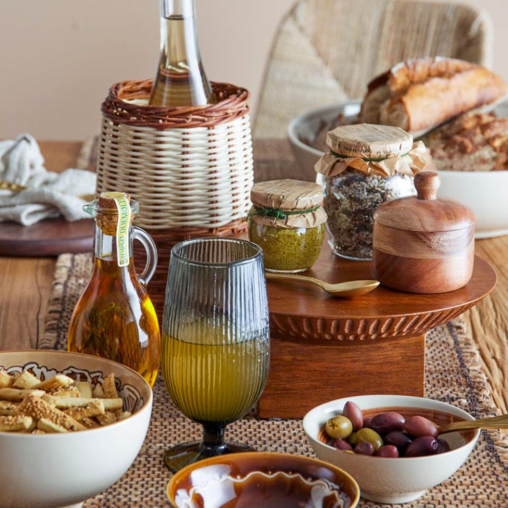 Plateau à gâteau de mai - Brun, bois de manguier
