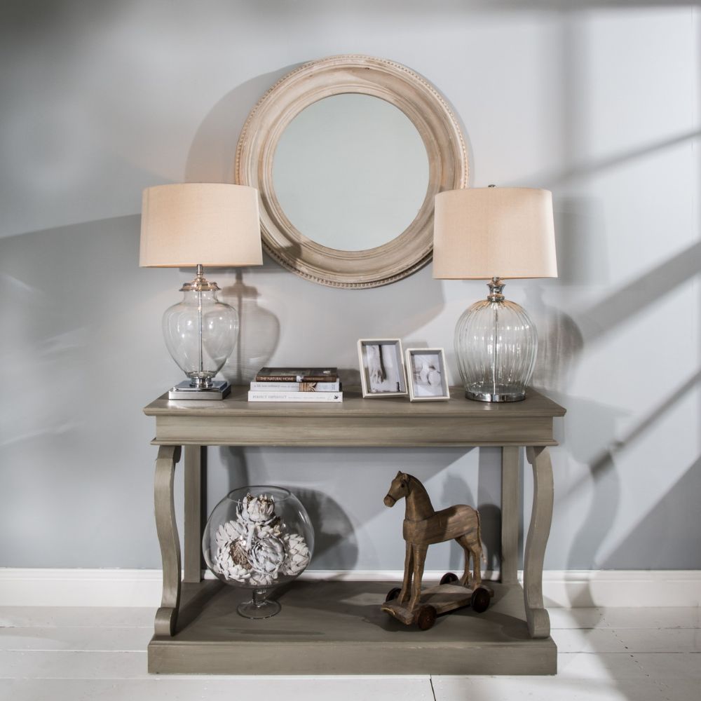 Miroir rond à perles gris Walton