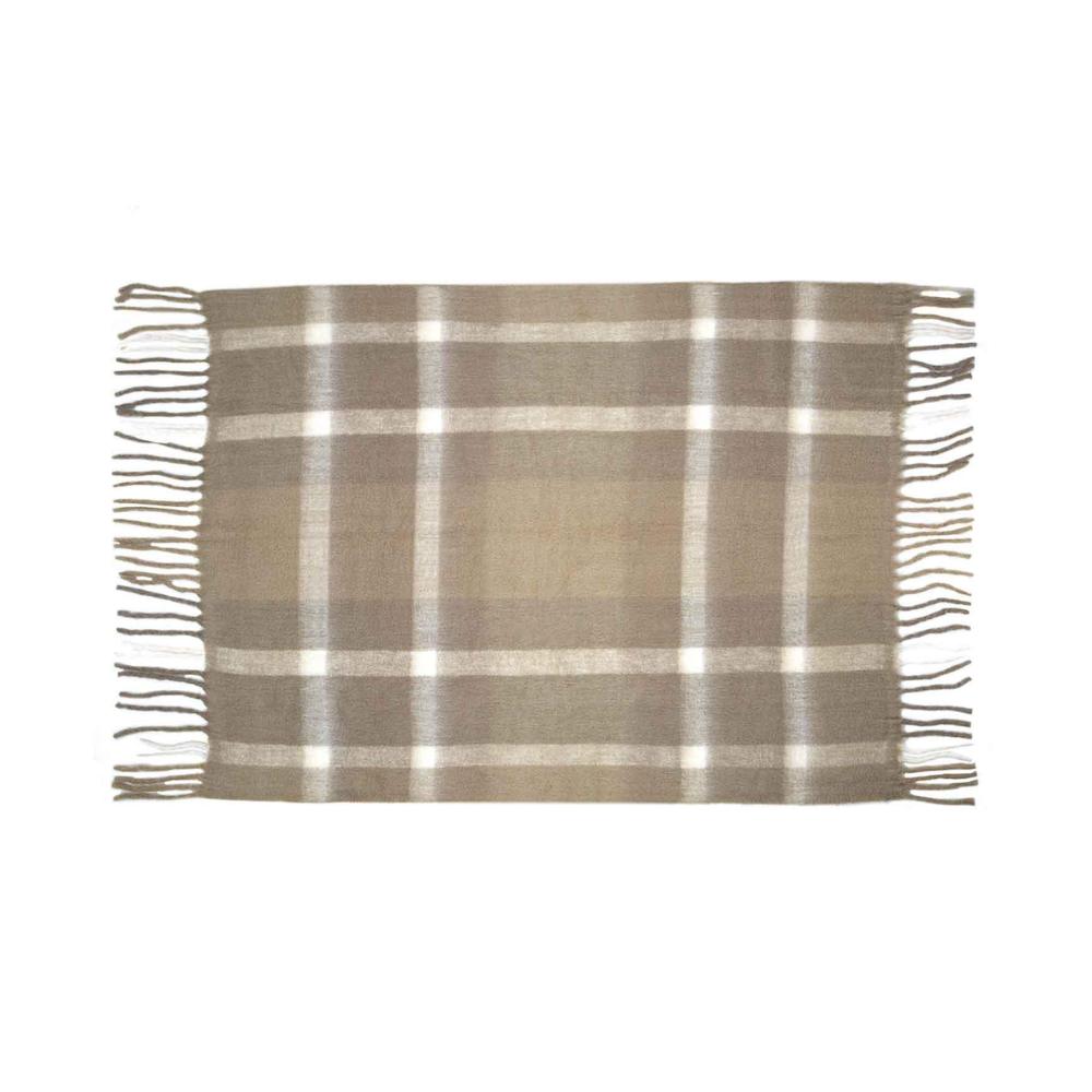 Couverture en laine à carreaux beiges