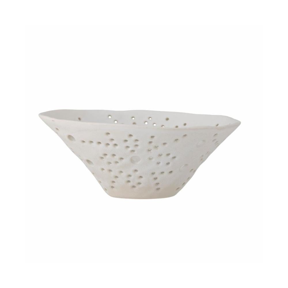 Bol décoratif en grès blanc