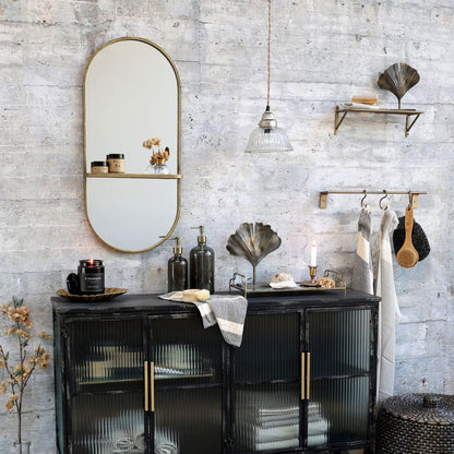 Étagère en laiton antique avec rainures