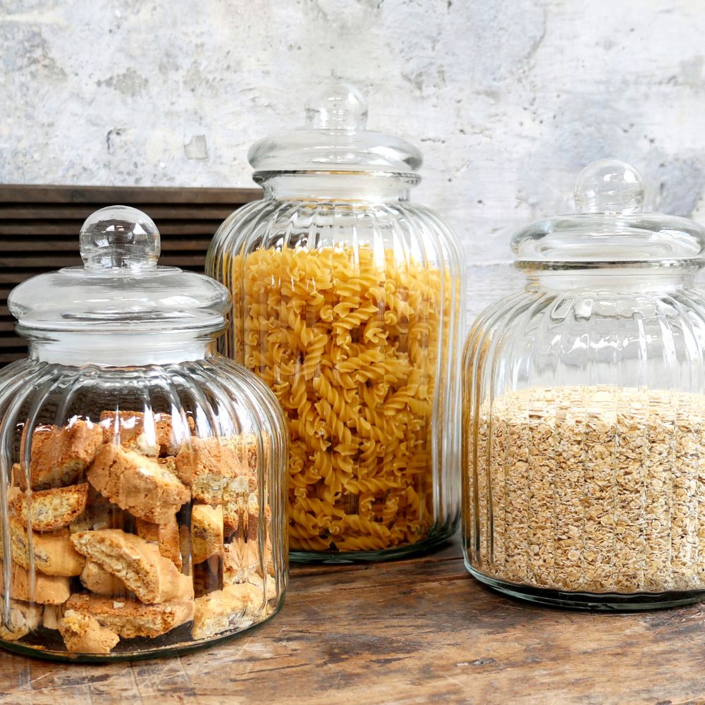 bocal de rangement rainuré