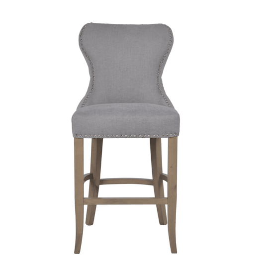Tabouret de bar Guilford gris à dossier capitonné – Hauteur d'assise : 67 cm