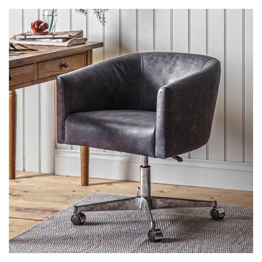 Fauteuil pivotant Feynman en ébène antique