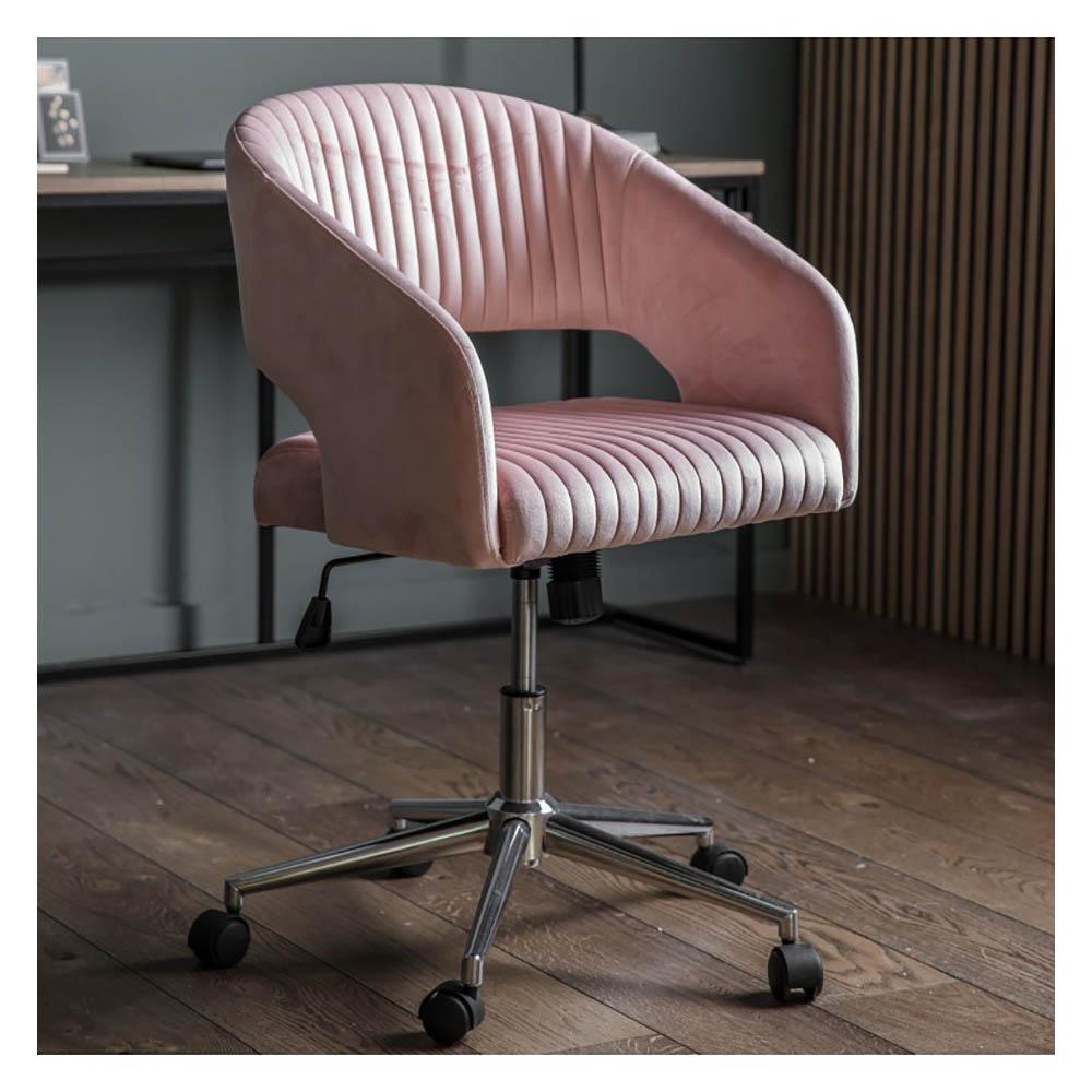 Fauteuil pivotant Murray en velours rose