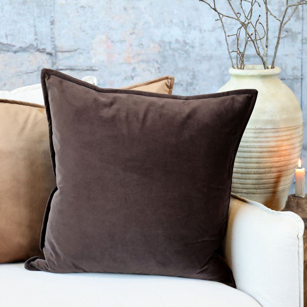 Coussin Mocca en velours