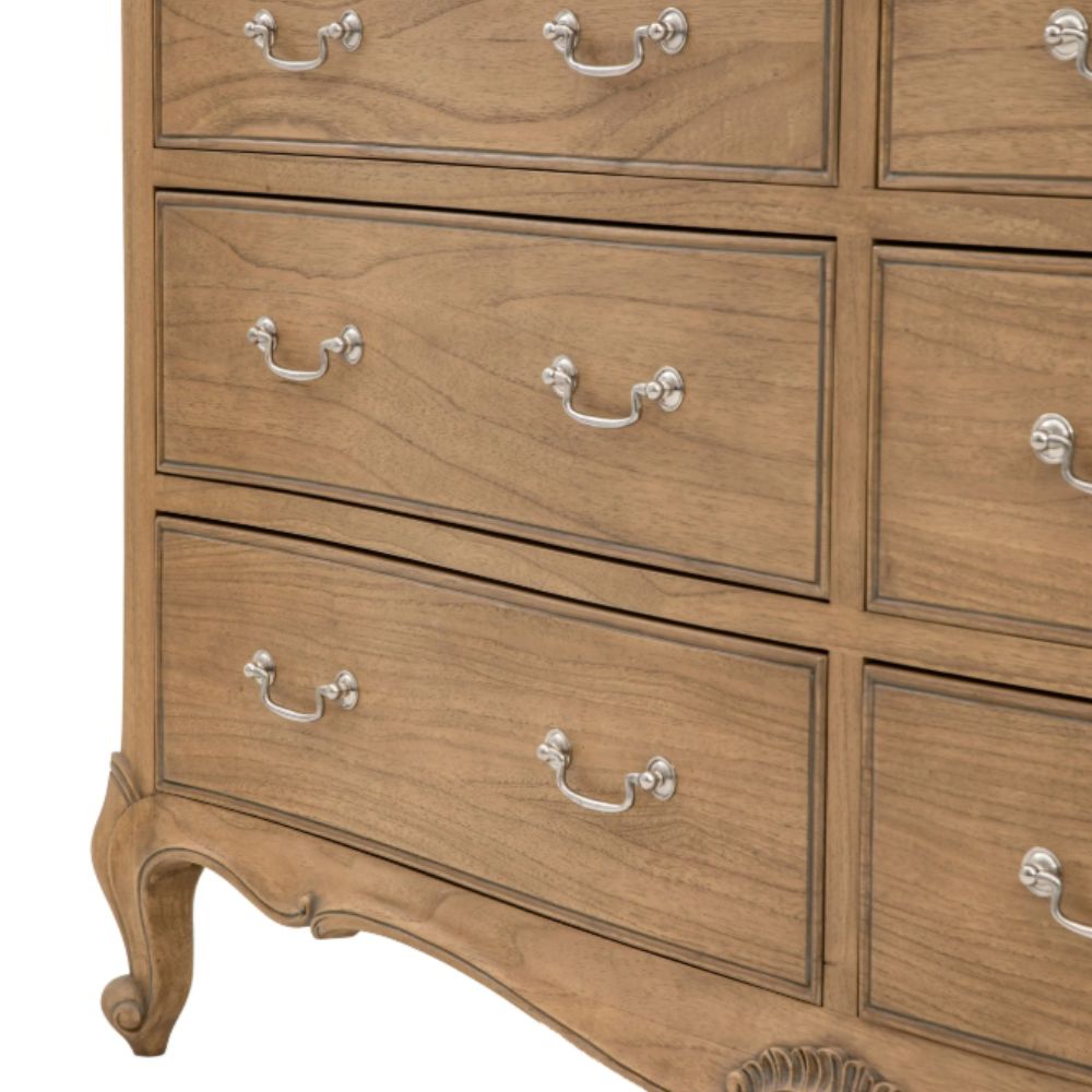 Commode chic à 6 tiroirs, aspect vieilli