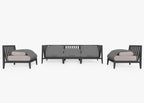 Canapé d'extérieur en aluminium anthracite avec accoudoirs - 5 places