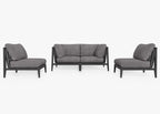 Canapé d'extérieur en aluminium anthracite avec accoudoirs - 4 places