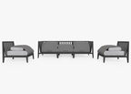 Canapé d'extérieur en aluminium anthracite avec accoudoirs - 5 places