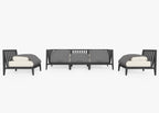 Canapé d'extérieur en aluminium anthracite avec accoudoirs - 5 places