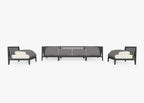 Canapé d'extérieur en aluminium anthracite avec accoudoirs - 6 places