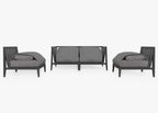Canapé d'extérieur en aluminium anthracite avec accoudoirs - 4 places