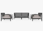 Canapé d'extérieur en aluminium anthracite avec fauteuils - 4 places