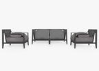 Canapé d'extérieur en aluminium anthracite avec fauteuils - 4 places