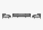 Canapé d'extérieur en aluminium anthracite avec accoudoirs - 6 places