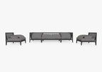 Canapé d'extérieur en aluminium anthracite avec accoudoirs - 6 places