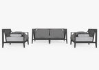 Canapé d'extérieur en aluminium anthracite avec fauteuils - 4 places