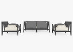 Canapé d'extérieur en aluminium anthracite avec fauteuils - 4 places