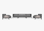 Canapé d'extérieur en aluminium anthracite avec accoudoirs - 6 places