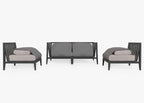 Canapé d'extérieur en aluminium anthracite avec accoudoirs - 4 places