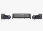 Canapé d'extérieur en aluminium anthracite avec accoudoirs - 5 places