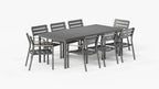 Table à manger rectangulaire d'extérieur en aluminium + 8 fauteuils 595
