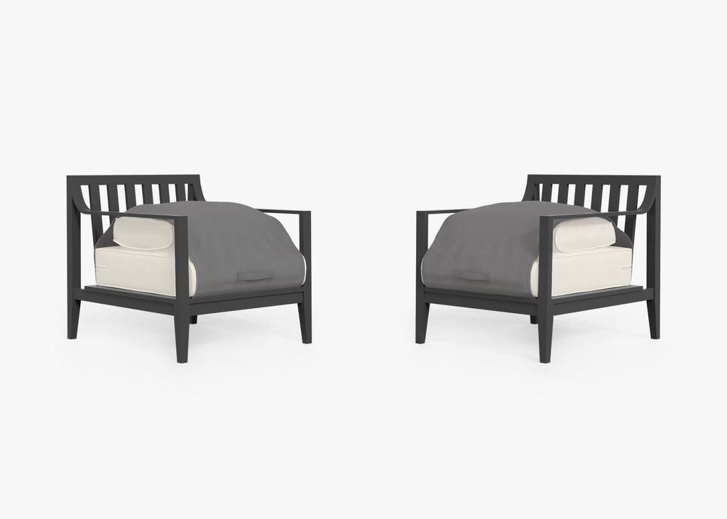 Ensemble de conversation avec fauteuils d'extérieur en aluminium anthracite