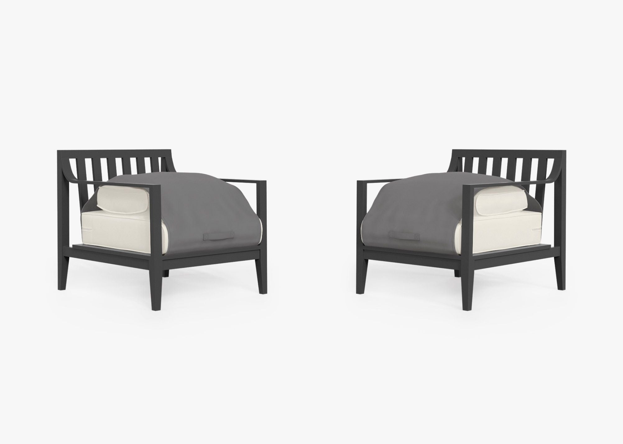 Ensemble de conversation avec fauteuils d'extérieur en aluminium anthracite