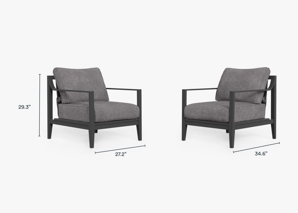 Ensemble de conversation avec fauteuils d'extérieur en aluminium anthracite