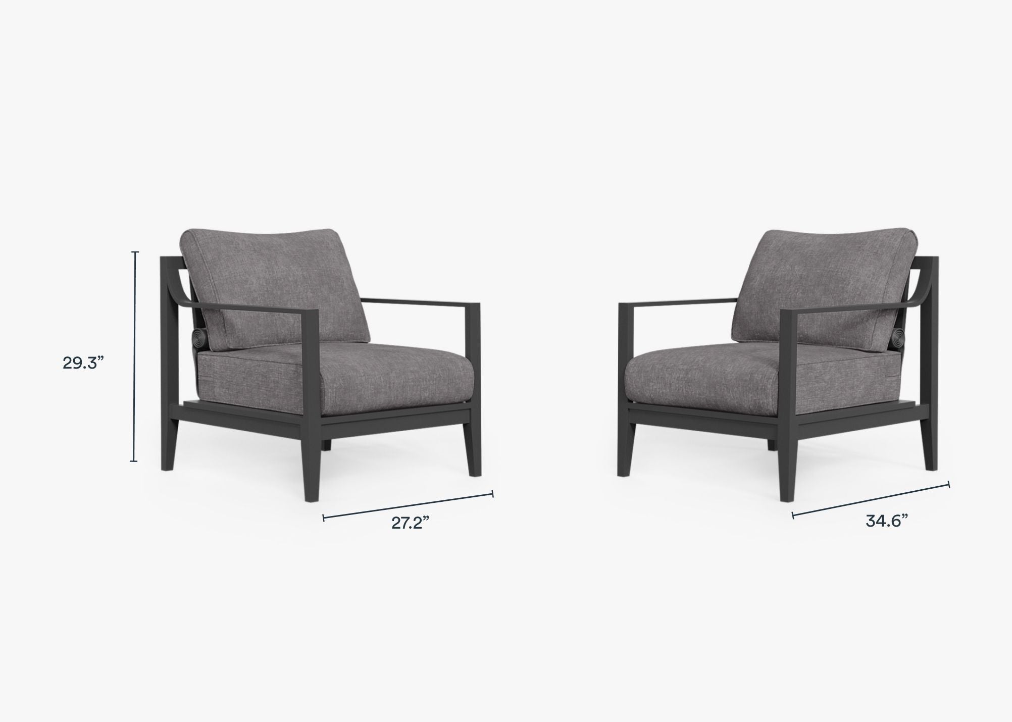 Ensemble de conversation avec fauteuils d'extérieur en aluminium anthracite