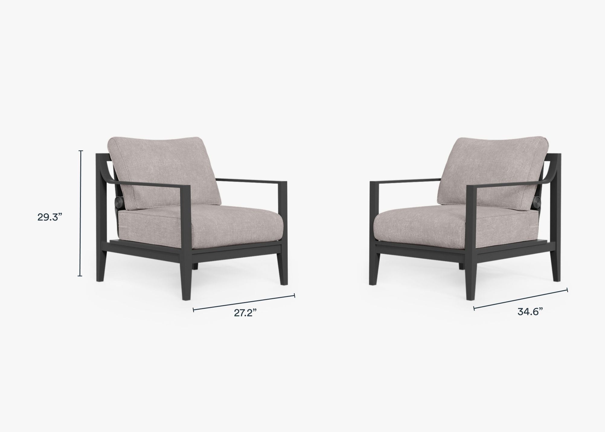 Ensemble de conversation avec fauteuils d'extérieur en aluminium anthracite