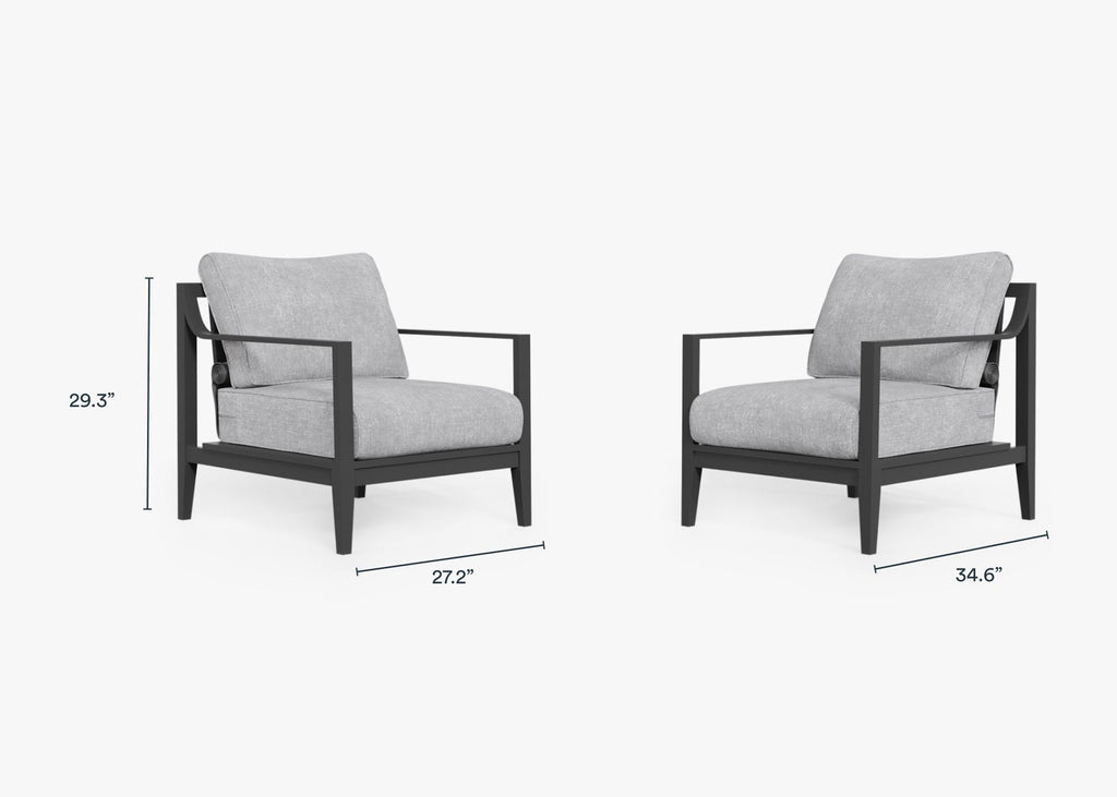 Ensemble de conversation avec fauteuils d'extérieur en aluminium anthracite