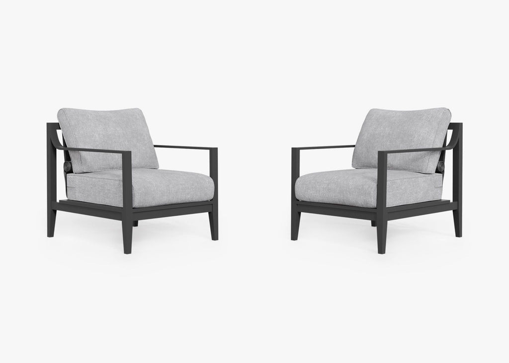 Ensemble de conversation avec fauteuils d'extérieur en aluminium anthracite