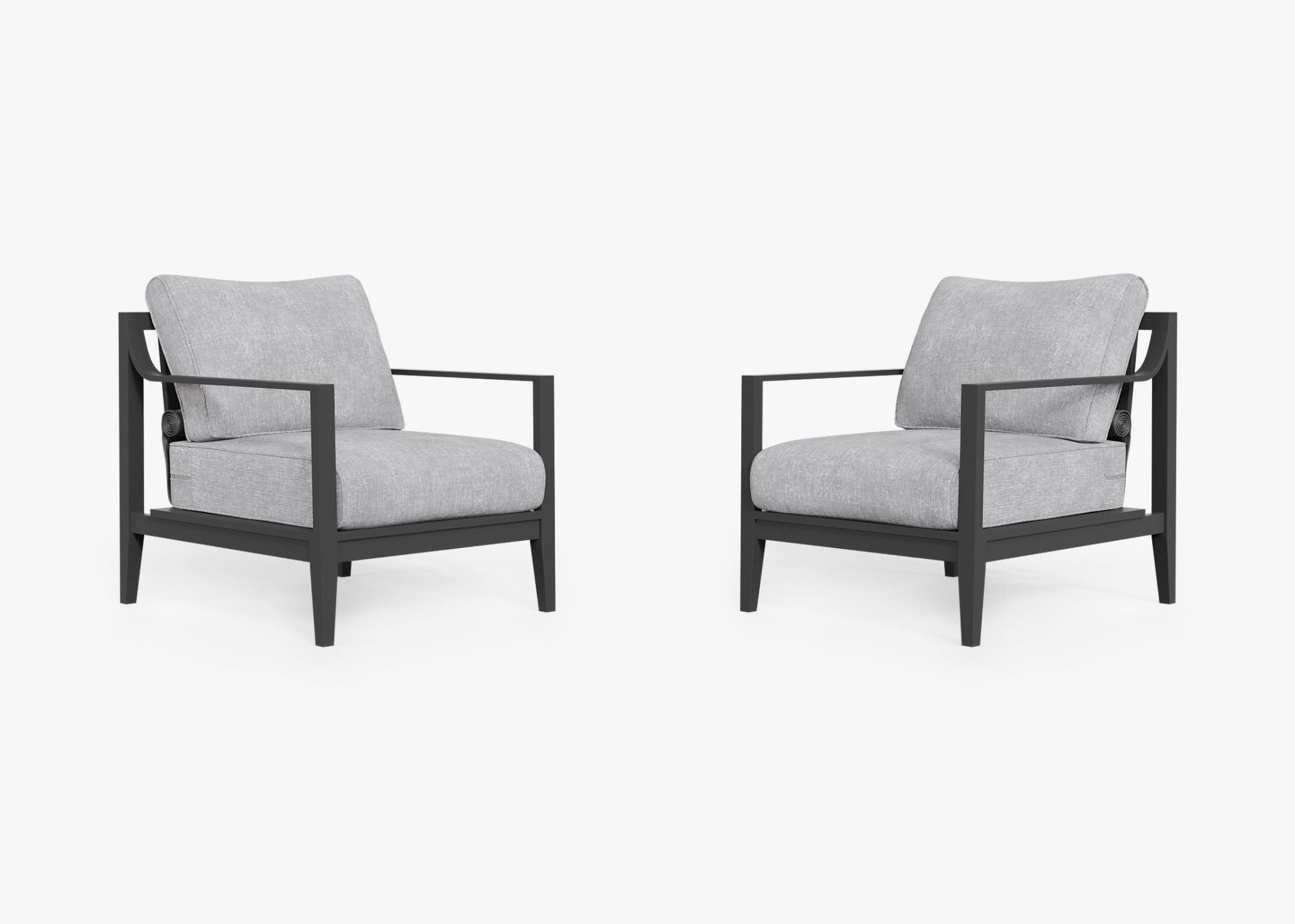 Ensemble de conversation avec fauteuils d'extérieur en aluminium anthracite