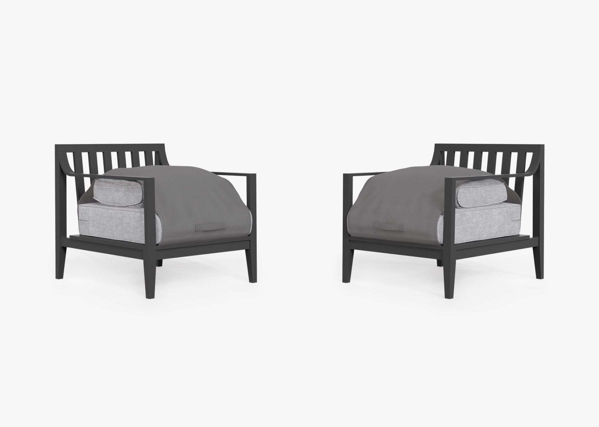 Ensemble de conversation avec fauteuils d'extérieur en aluminium anthracite