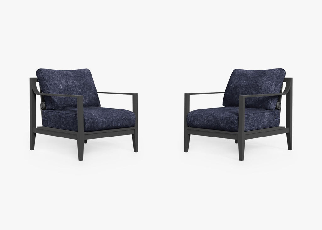 Ensemble de conversation avec fauteuils d'extérieur en aluminium anthracite