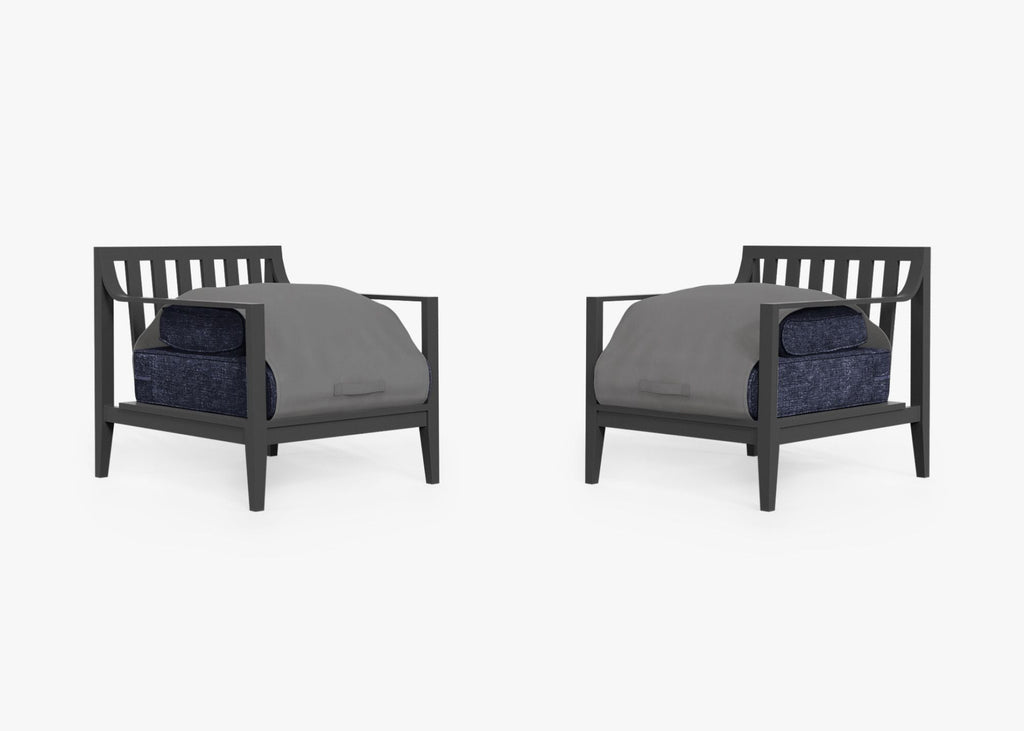 Ensemble de conversation avec fauteuils d'extérieur en aluminium anthracite