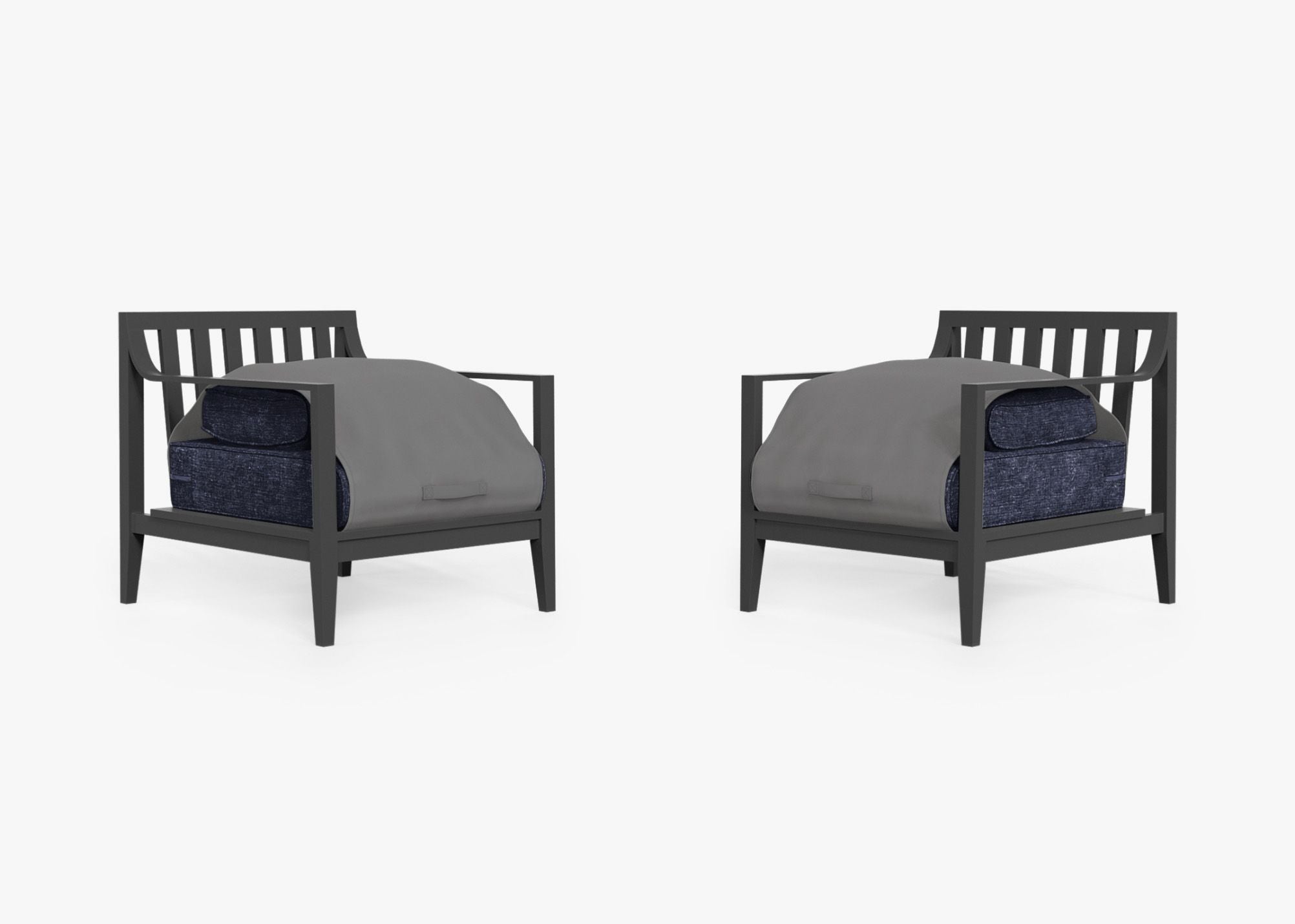 Ensemble de conversation avec fauteuils d'extérieur en aluminium anthracite