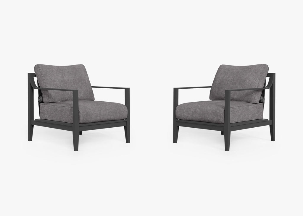 Ensemble de conversation avec fauteuils d'extérieur en aluminium anthracite