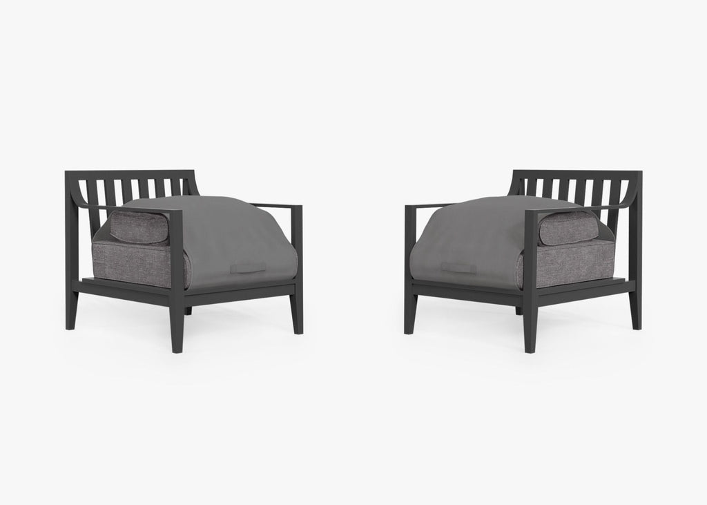 Ensemble de conversation avec fauteuils d'extérieur en aluminium anthracite