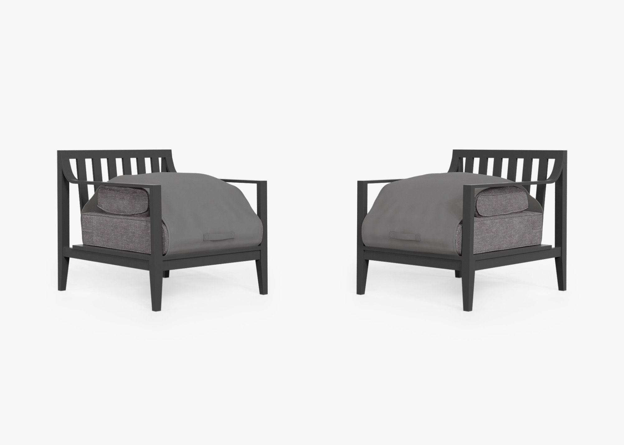 Ensemble de conversation avec fauteuils d'extérieur en aluminium anthracite
