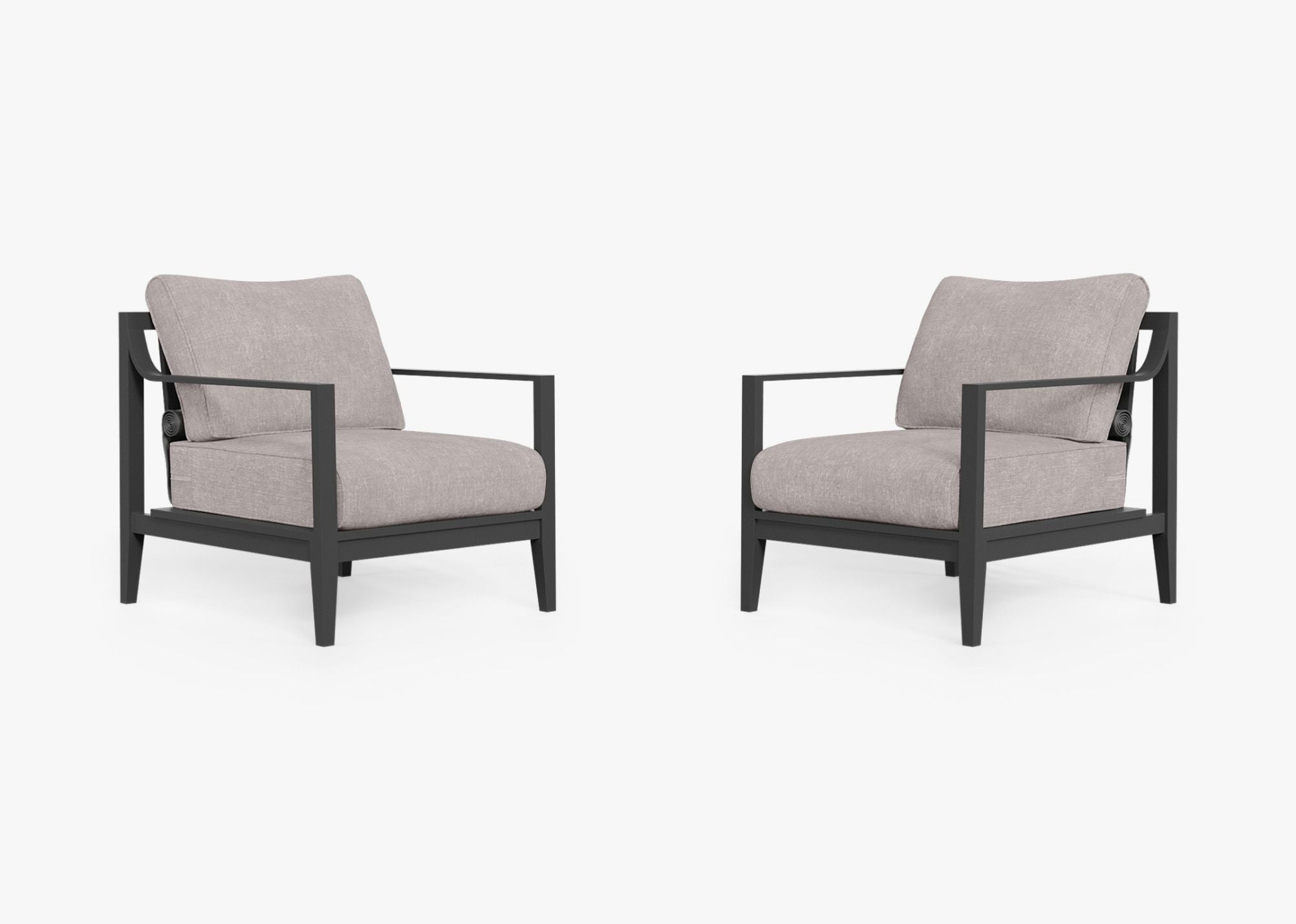 Ensemble de conversation avec fauteuils d'extérieur en aluminium anthracite