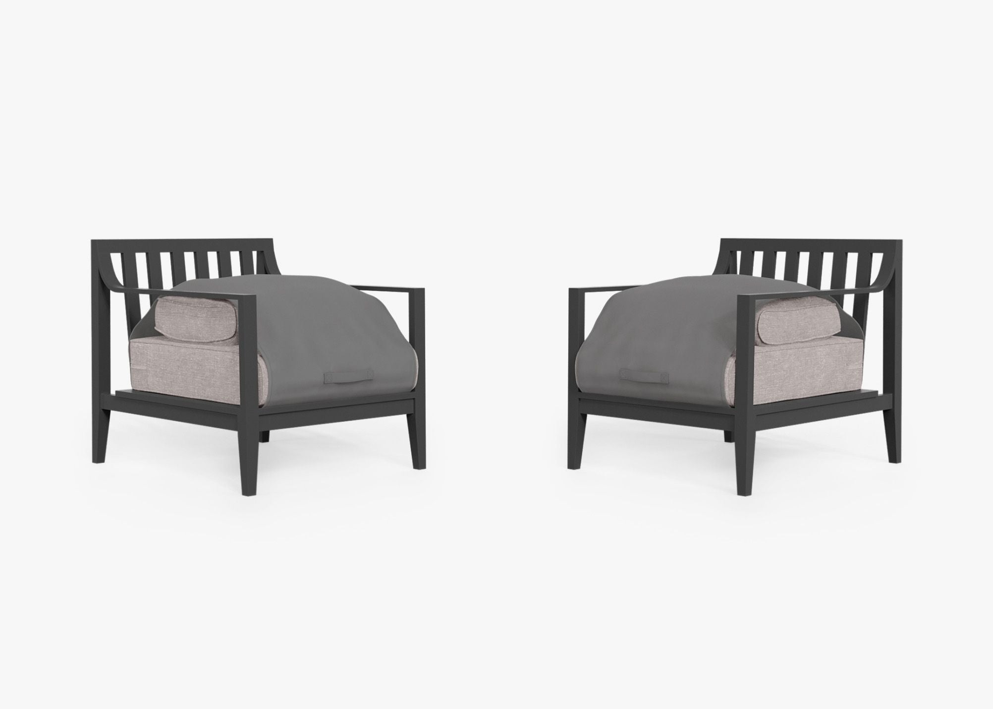 Ensemble de conversation avec fauteuils d'extérieur en aluminium anthracite