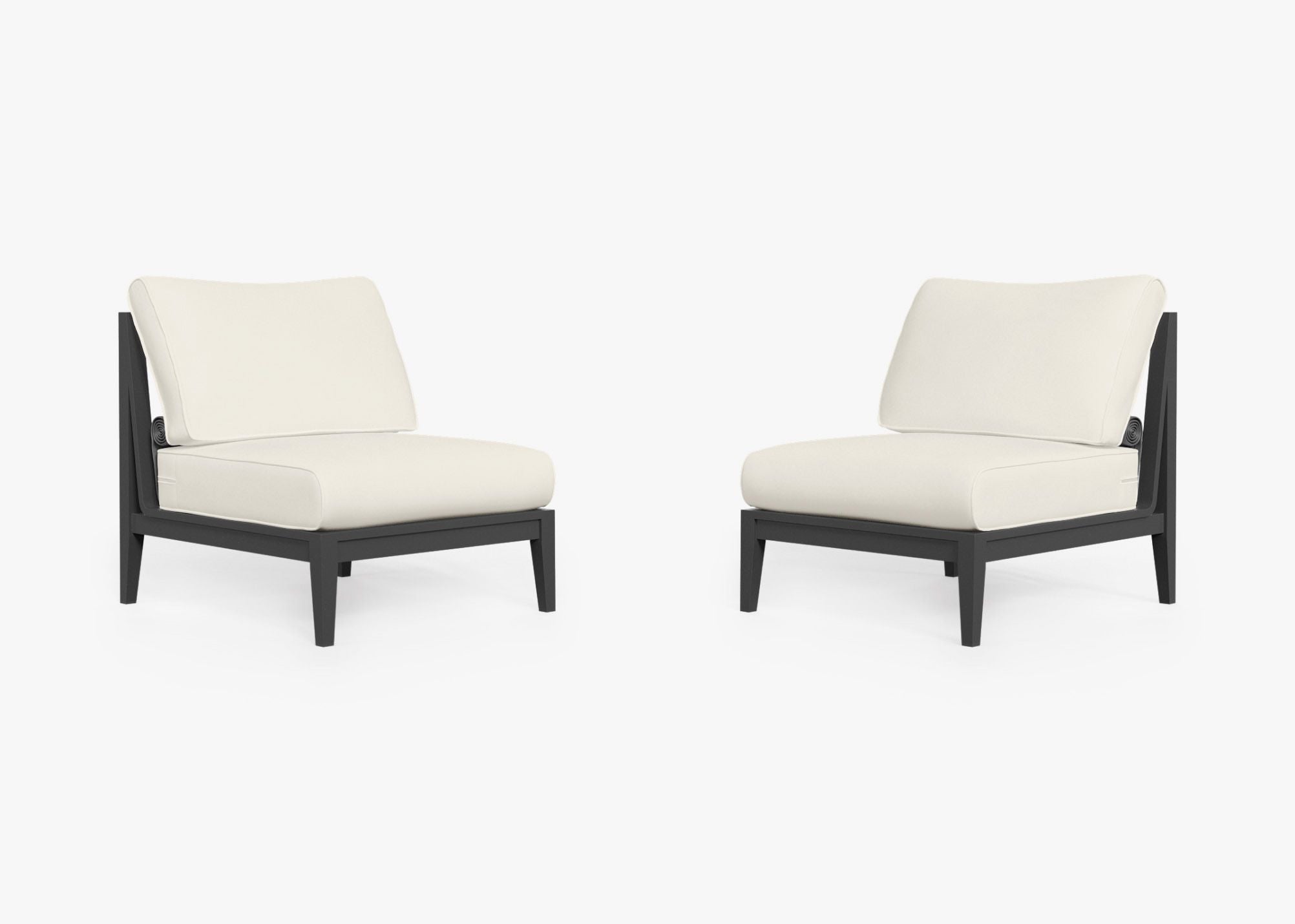 Ensemble de conversation d'extérieur en aluminium anthracite avec chaises sans accoudoirs