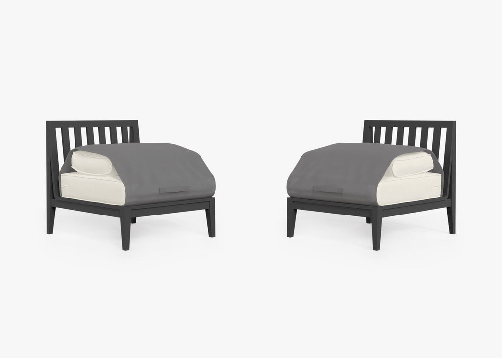 Ensemble de conversation d'extérieur en aluminium anthracite avec chaises sans accoudoirs